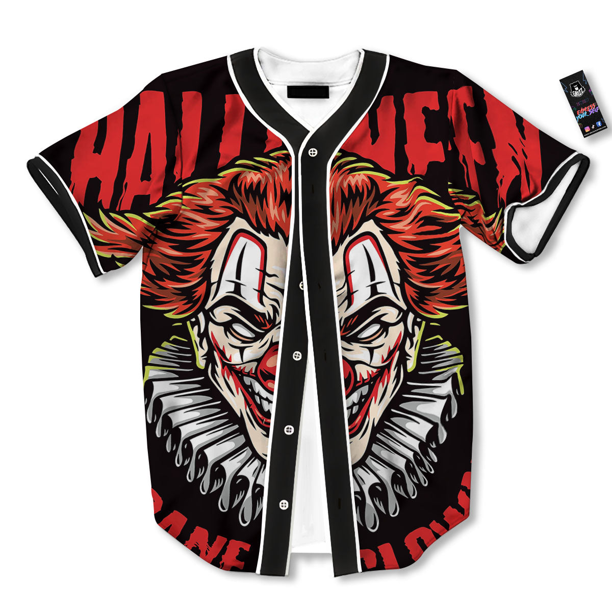 Clown Halloween Print Baseball Jersey-grizzshop