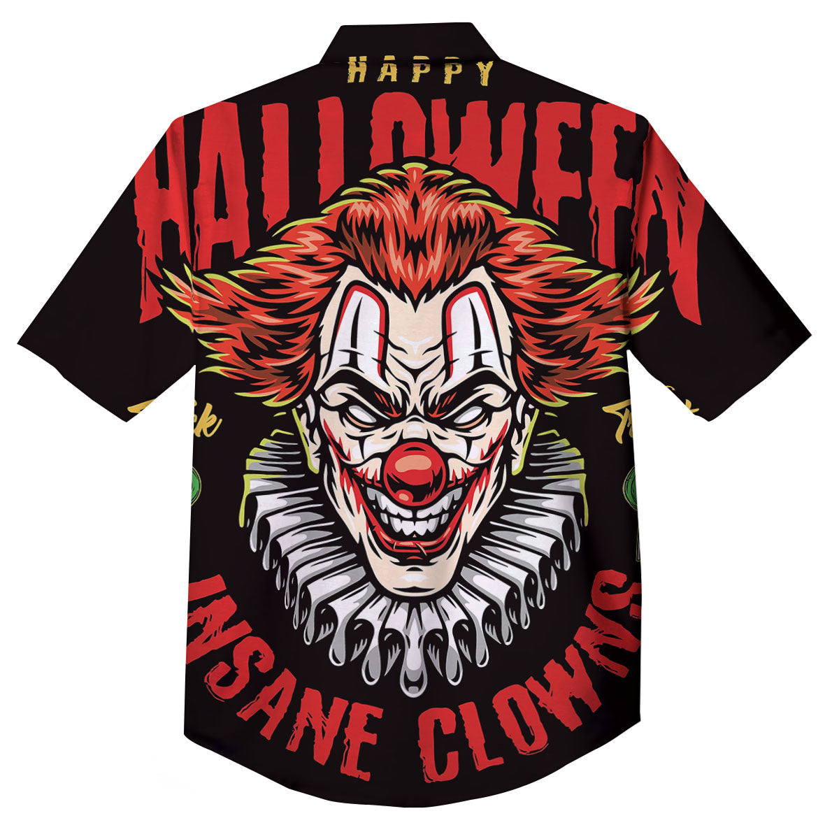 Clown Halloween Print Button Up Shirt-grizzshop