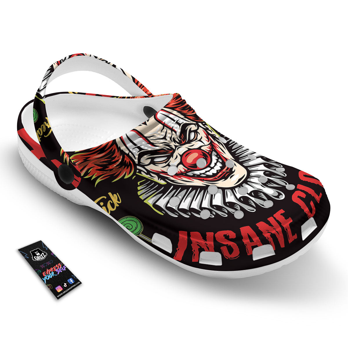 Clown Halloween Print Clog-grizzshop