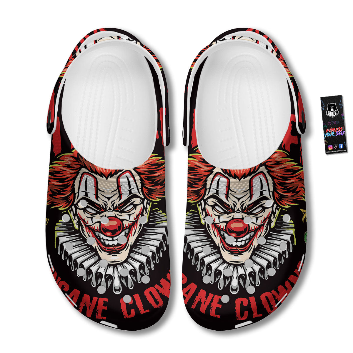 Clown Halloween Print Clog-grizzshop