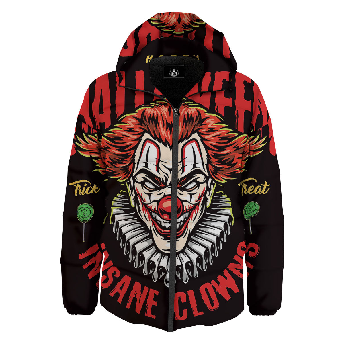 Clown Halloween Print Down Jacket-grizzshop