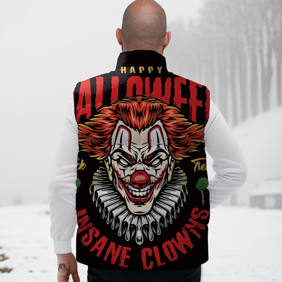 Clown Halloween Print Down Vest