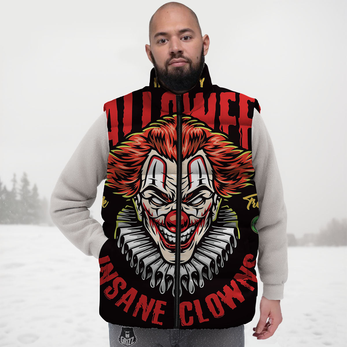 Clown Halloween Print Down Vest