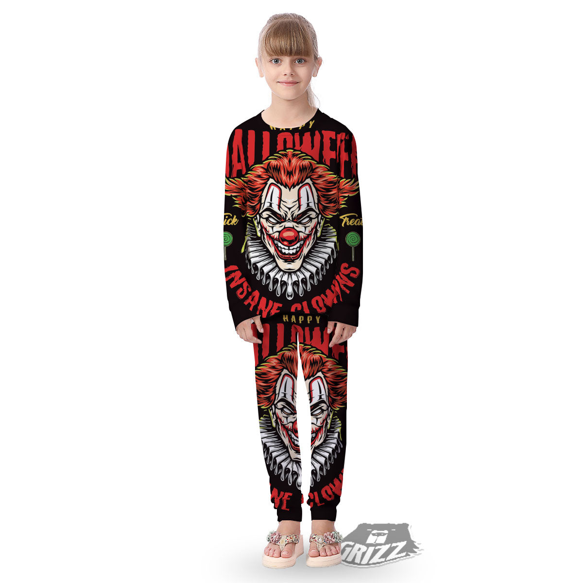 Clown Halloween Print Kid's Pajamas-grizzshop
