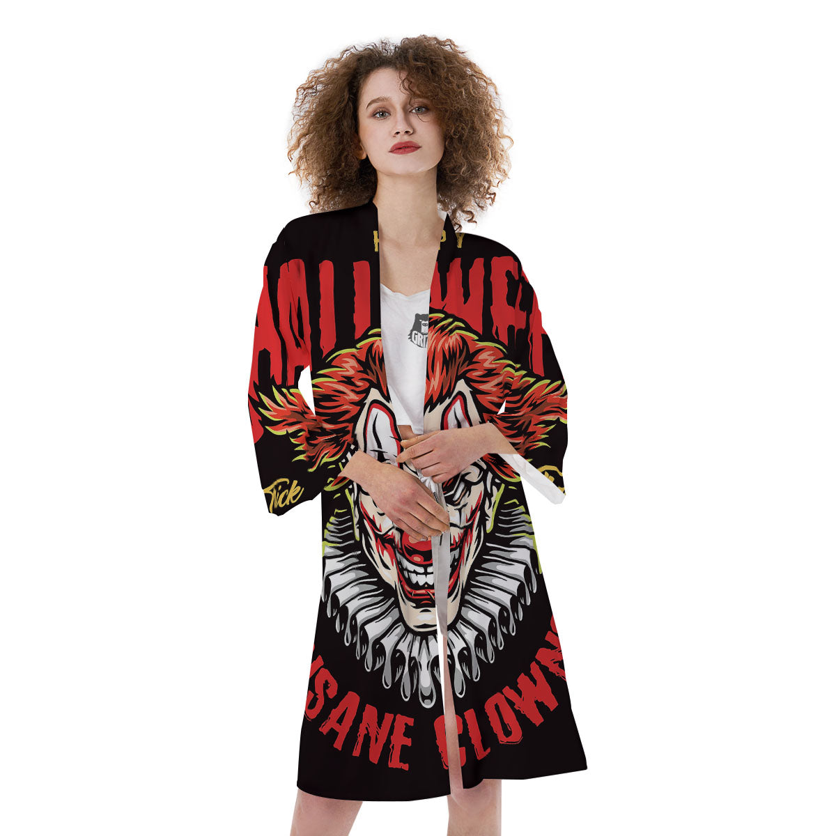 Clown Halloween Print Kimono-grizzshop