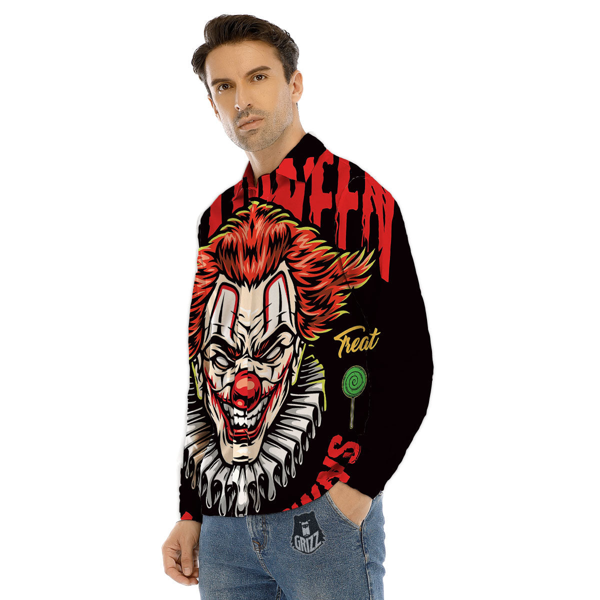 Clown Halloween Print Men's Dress Shirts-grizzshop