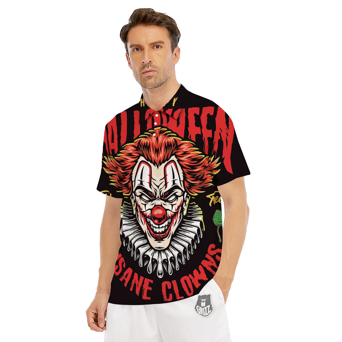 Clown Halloween Print Men's Golf Shirts-grizzshop