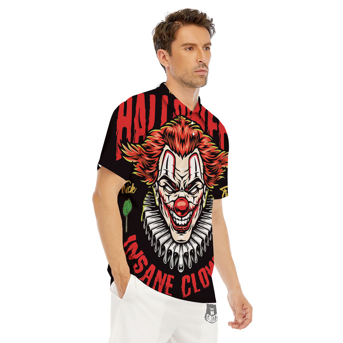 Clown Halloween Print Men's Golf Shirts-grizzshop