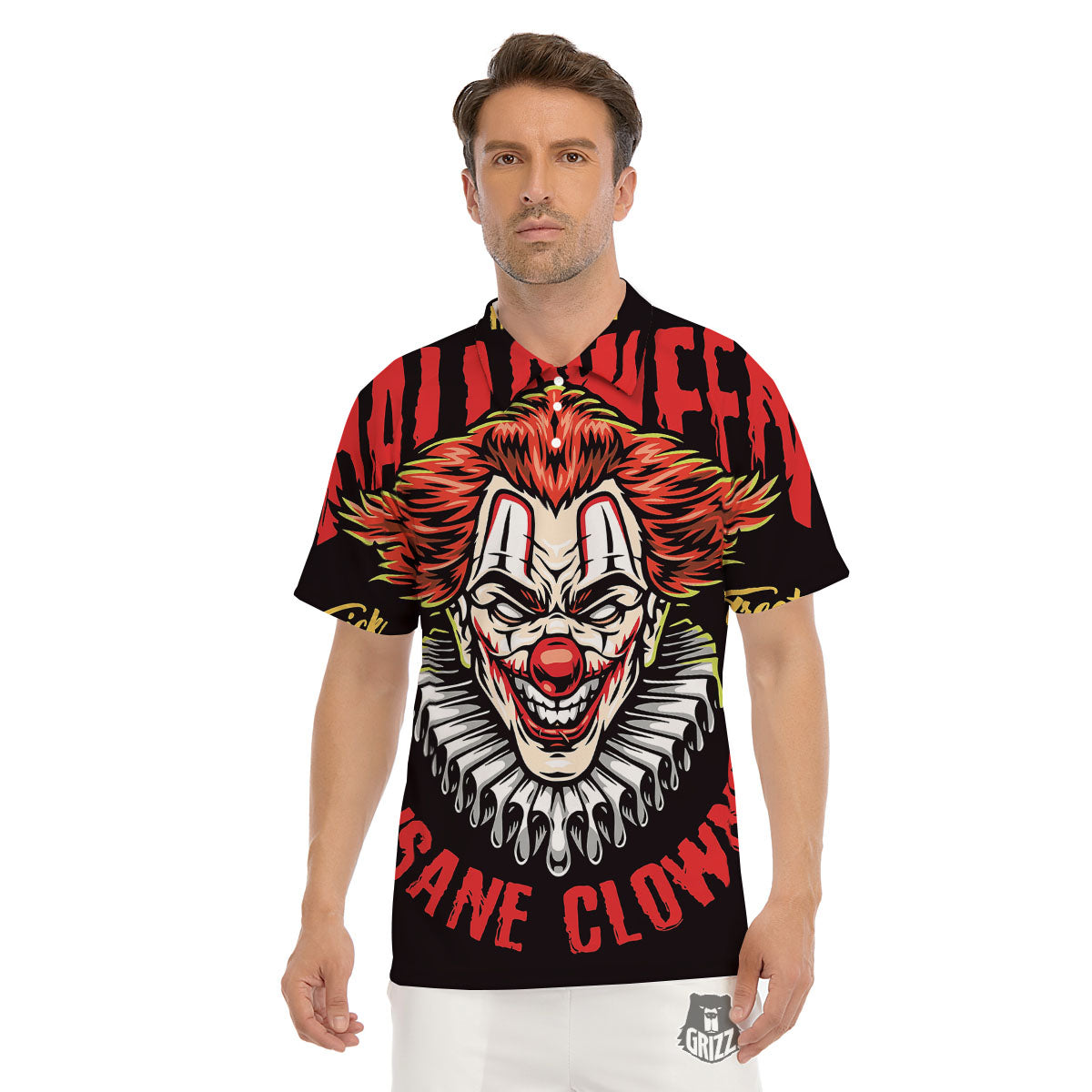 Clown Halloween Print Men's Golf Shirts-grizzshop