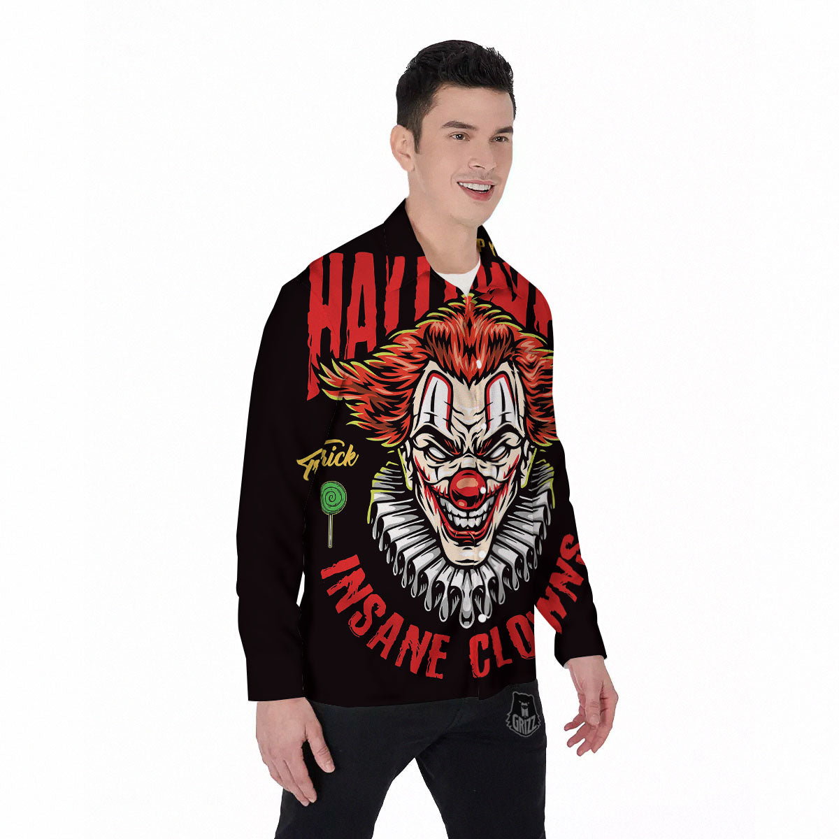 Clown Halloween Print Men's Long Sleeve Shirts-grizzshop