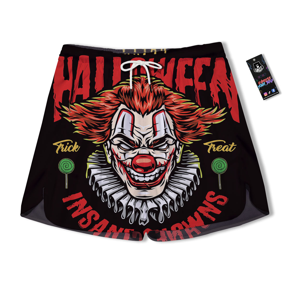 Clown Halloween Print Men's Running Shorts-grizzshop