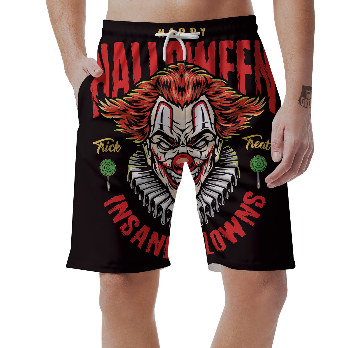 Clown Halloween Print Men's Shorts-grizzshop
