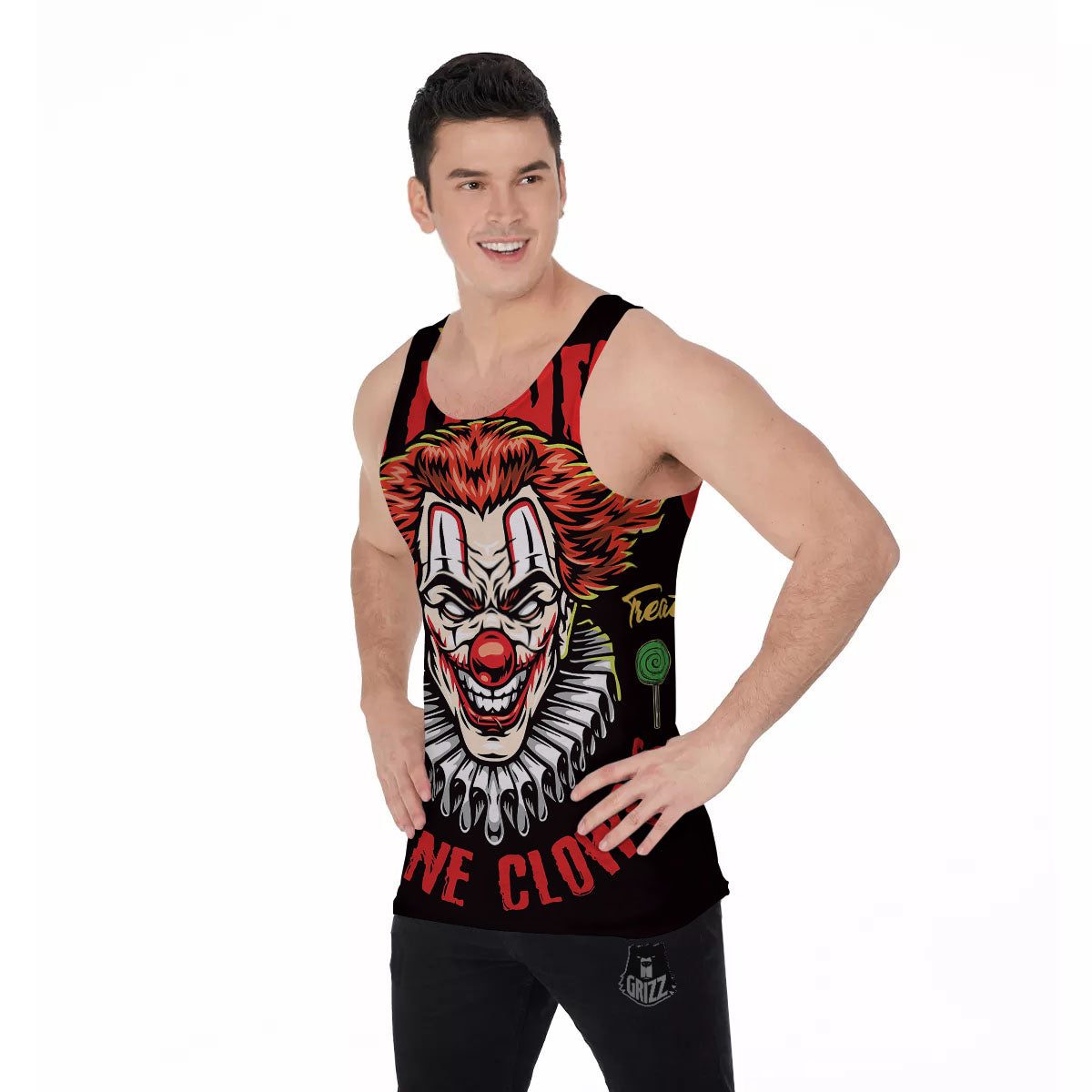 Clown Halloween Print Men's Tank Top-grizzshop