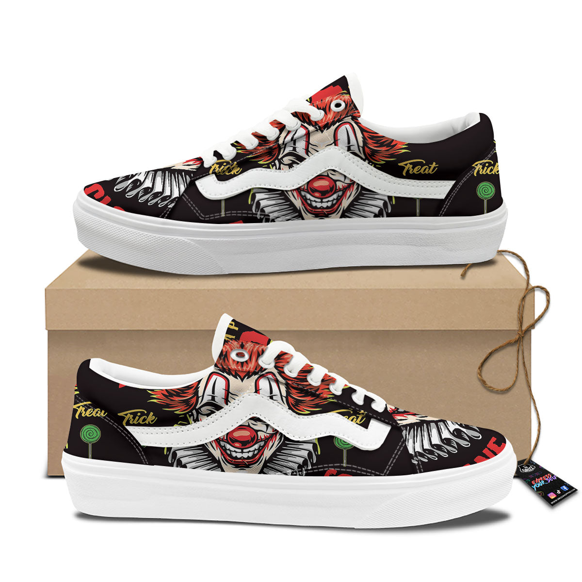 Clown Halloween Print Skate Shoes-grizzshop