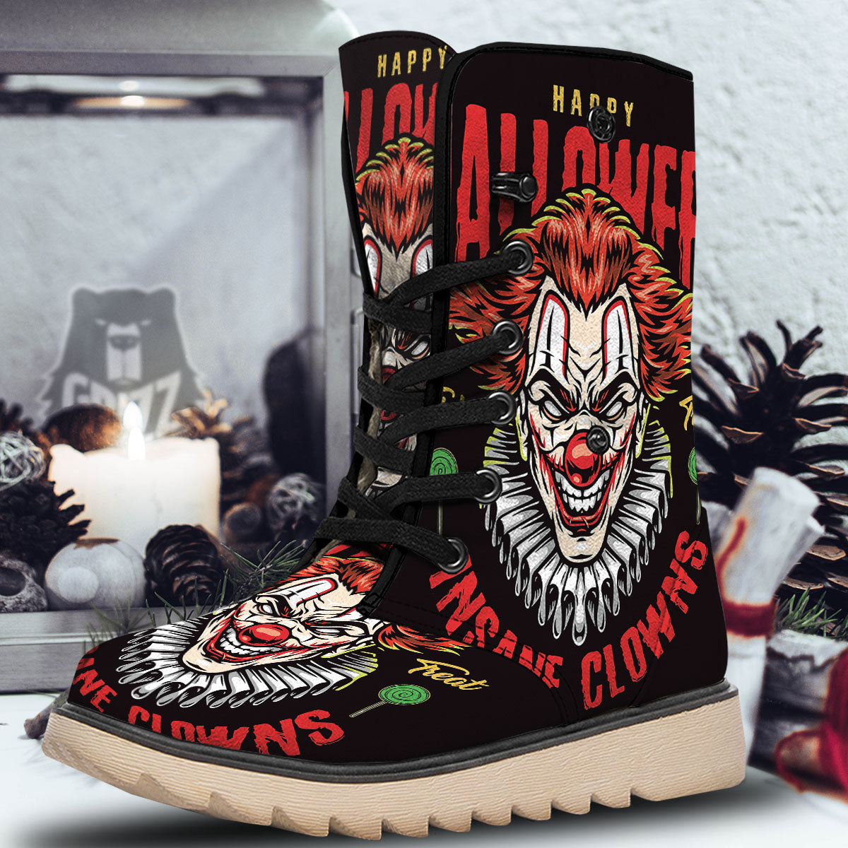 Clown Halloween Print Snow Boots-grizzshop