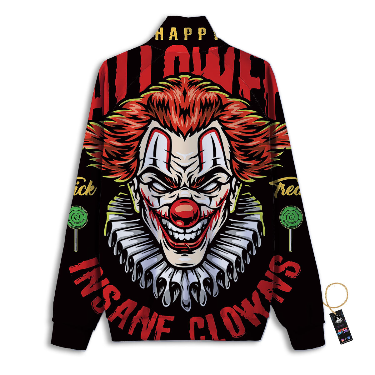 Clown Halloween Print Track Jacket-grizzshop