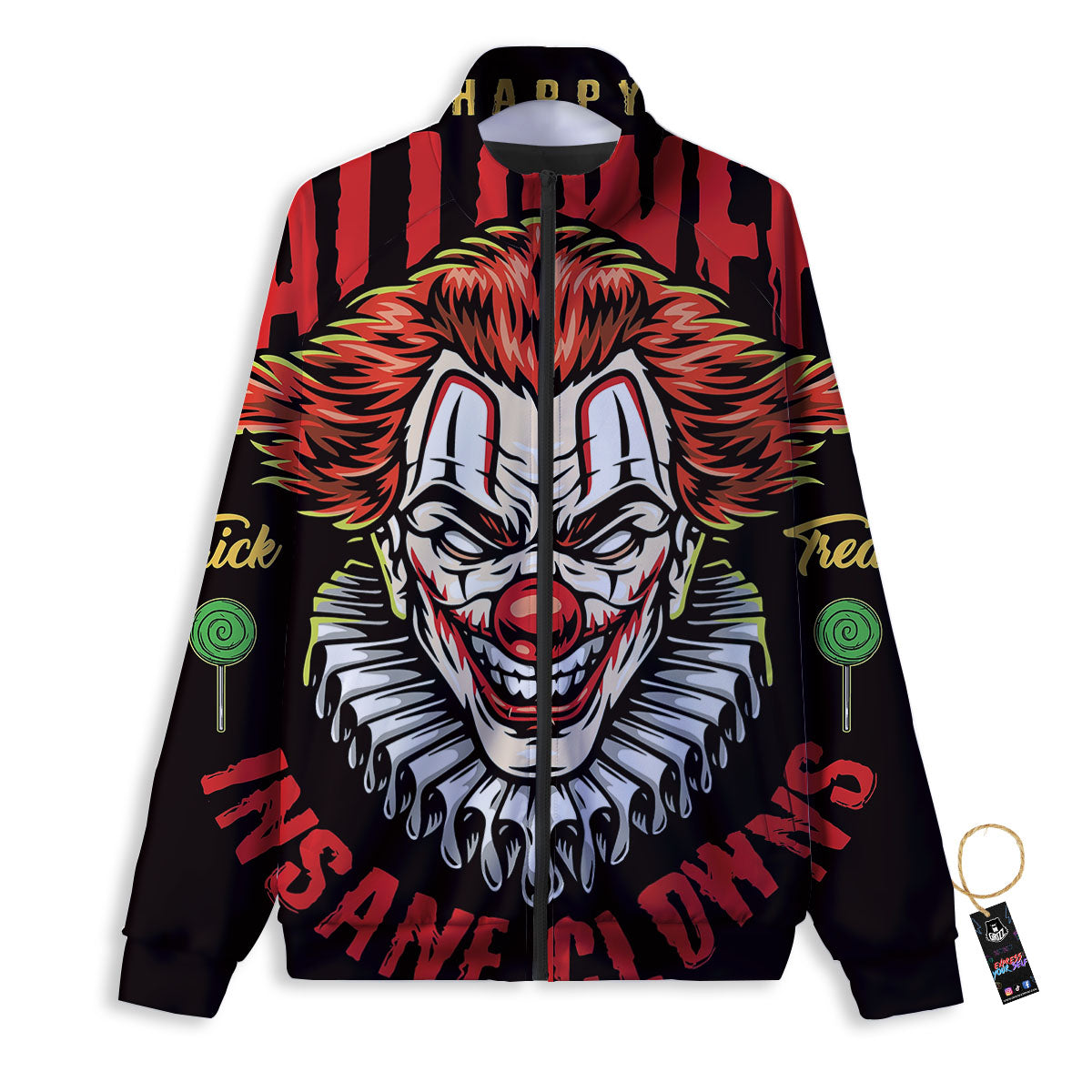 Clown Halloween Print Track Jacket-grizzshop