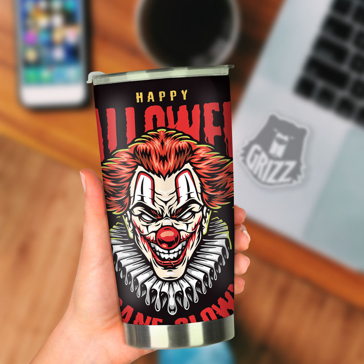 Clown Halloween Print Tumbler-grizzshop