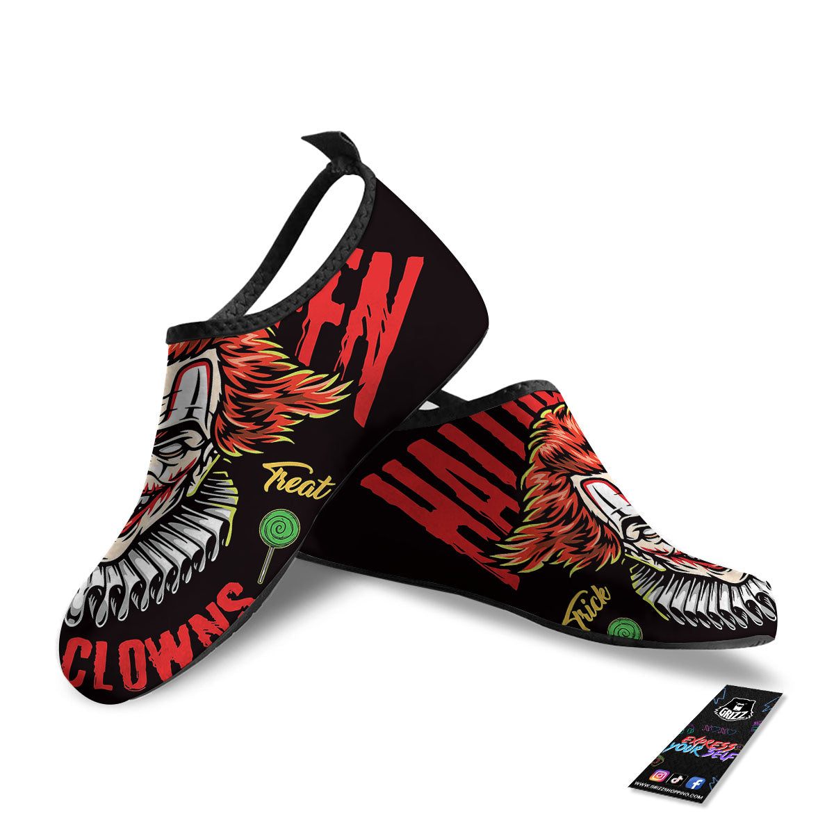 Clown Halloween Print Water Shoes-grizzshop