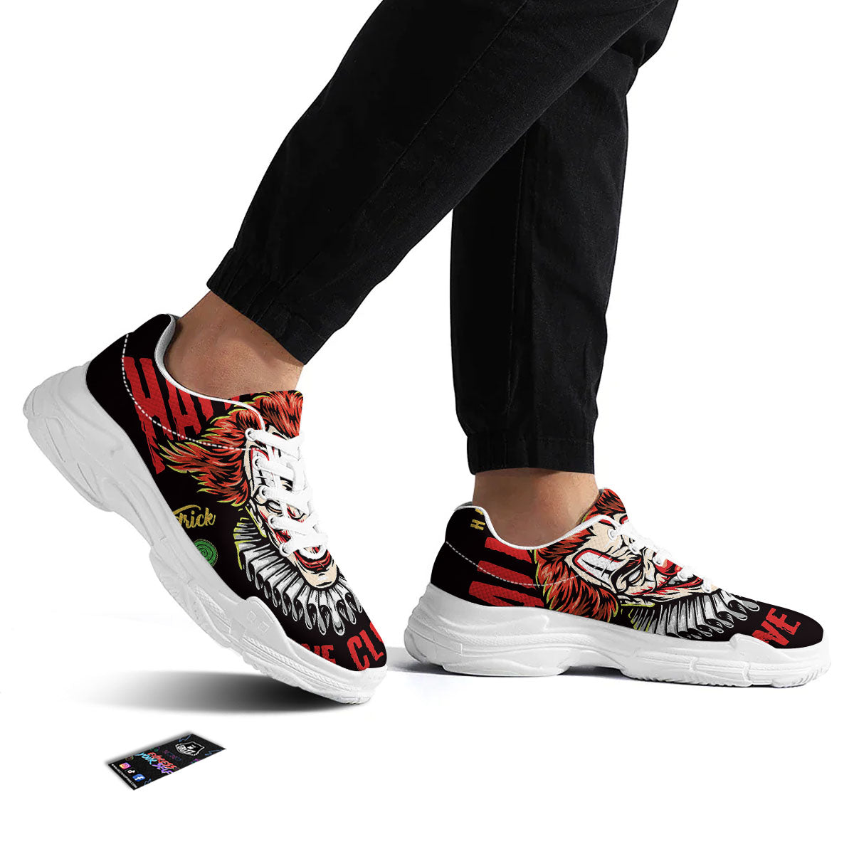Clown Halloween Print White Chunky Shoes-grizzshop