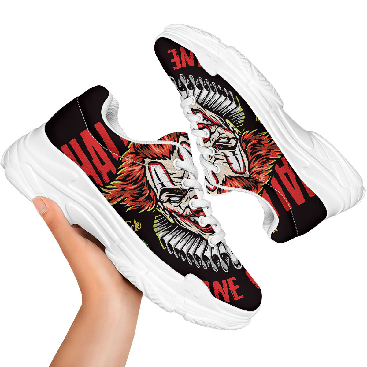 Clown Halloween Print White Chunky Shoes-grizzshop