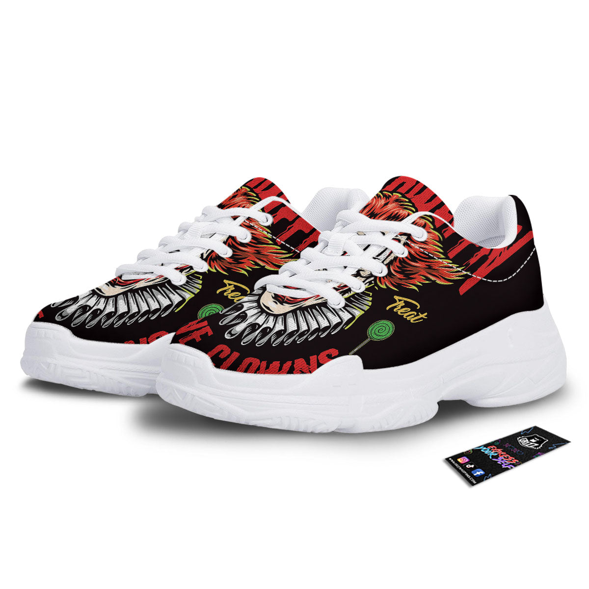 Clown Halloween Print White Chunky Shoes-grizzshop