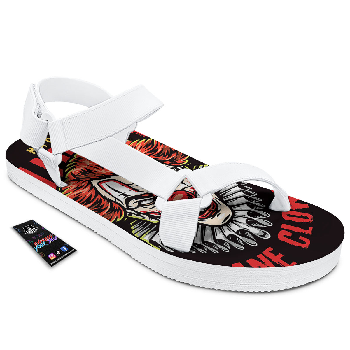Clown Halloween Print White Open Toe Sandals-grizzshop