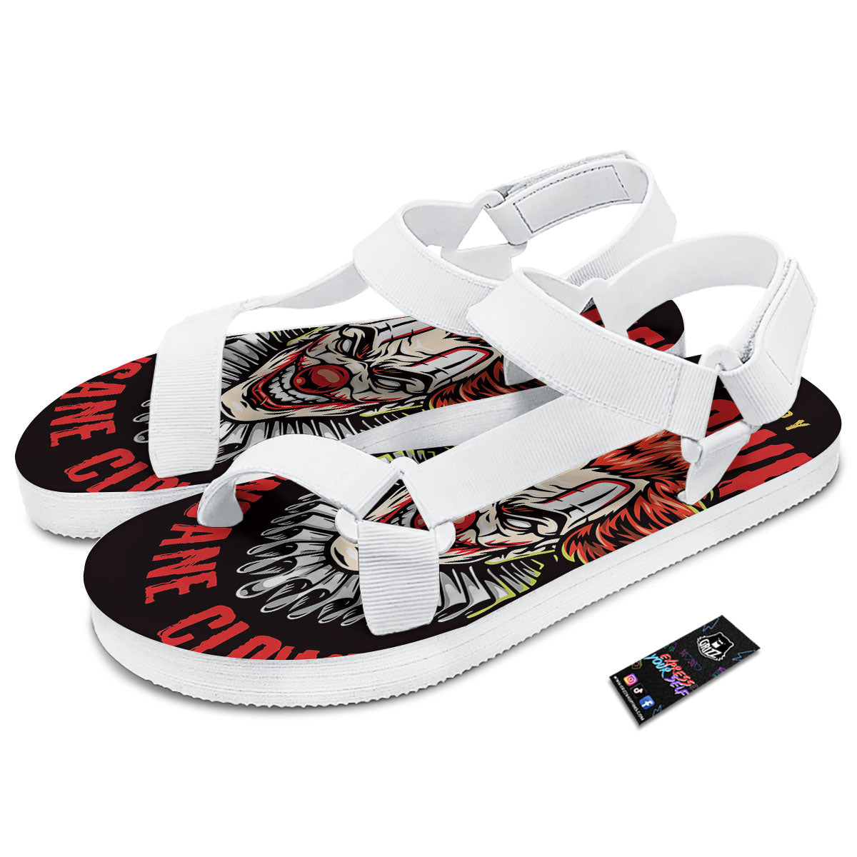 Clown Halloween Print White Open Toe Sandals-grizzshop