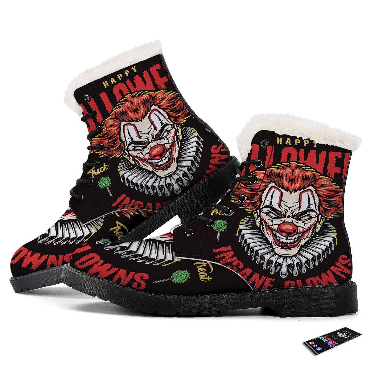 Clown Halloween Print Winter Boots-grizzshop