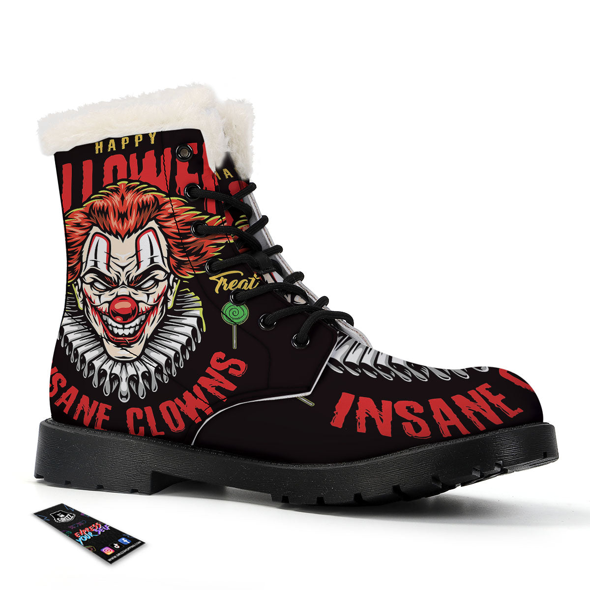Clown Halloween Print Winter Boots-grizzshop