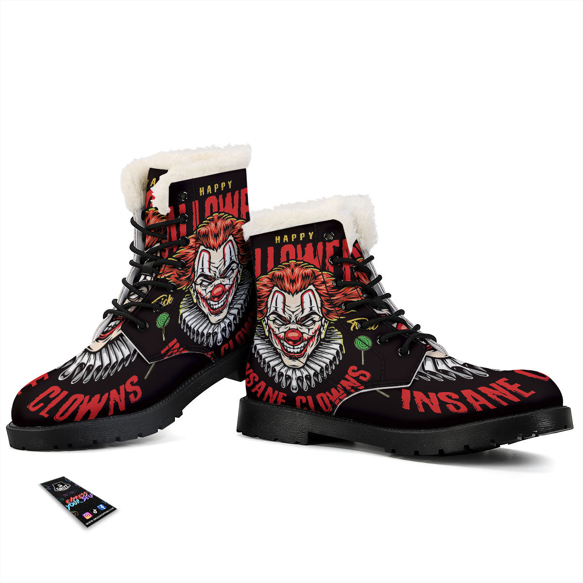 Clown Halloween Print Winter Boots-grizzshop