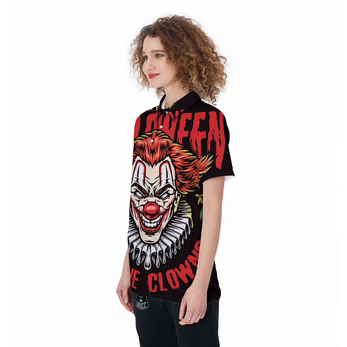 Clown Halloween Print Women's Golf Shirts-grizzshop
