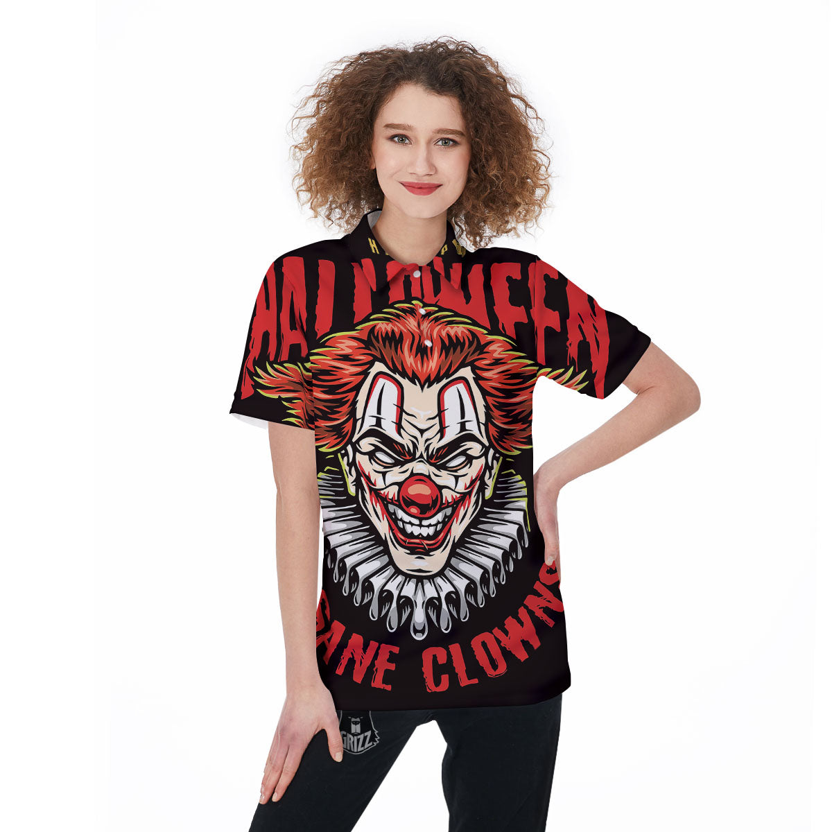 Clown Halloween Print Women's Golf Shirts-grizzshop
