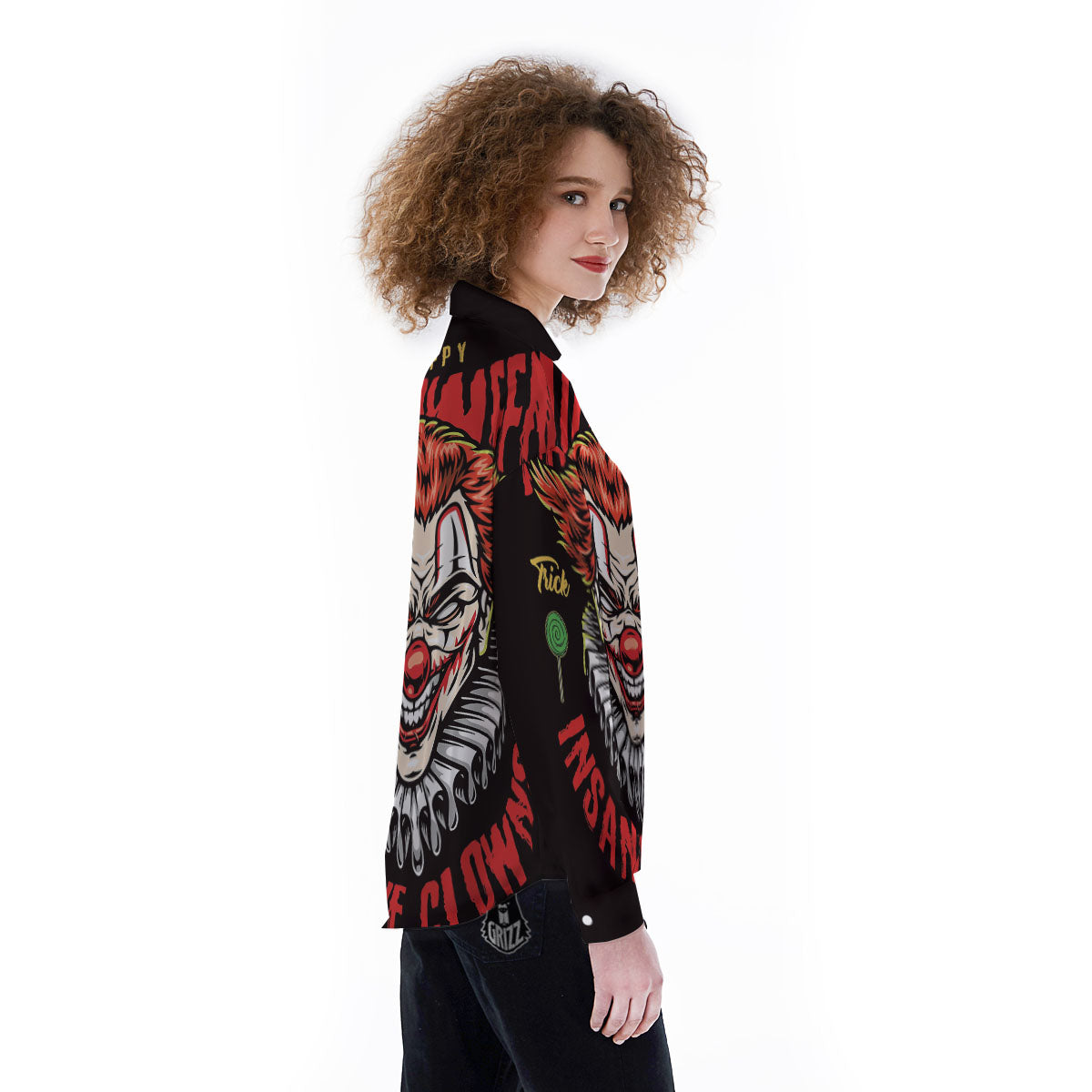 Clown Halloween Print Women's Long Sleeve Shirts-grizzshop