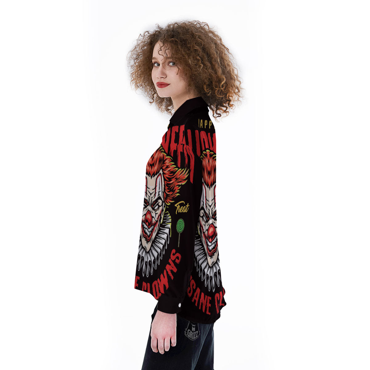 Clown Halloween Print Women's Long Sleeve Shirts-grizzshop