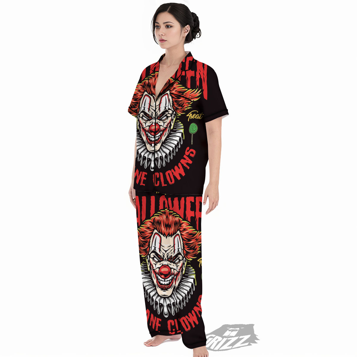 Clown Halloween Print Women's Pajamas Set-grizzshop