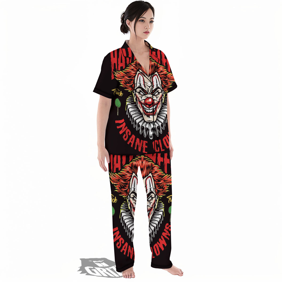 Clown Halloween Print Women's Pajamas Set-grizzshop