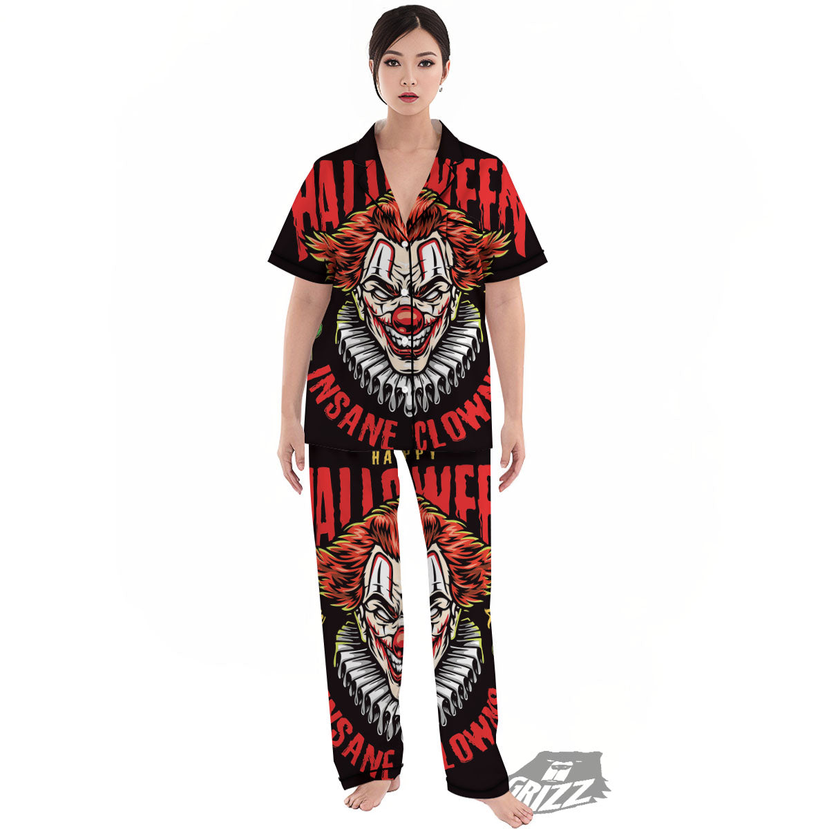 Clown Halloween Print Women's Pajamas Set-grizzshop