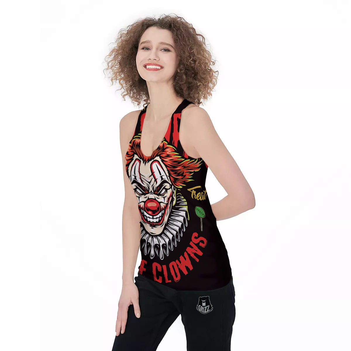 Clown Halloween Print Women's Racerback Tank Top-grizzshop