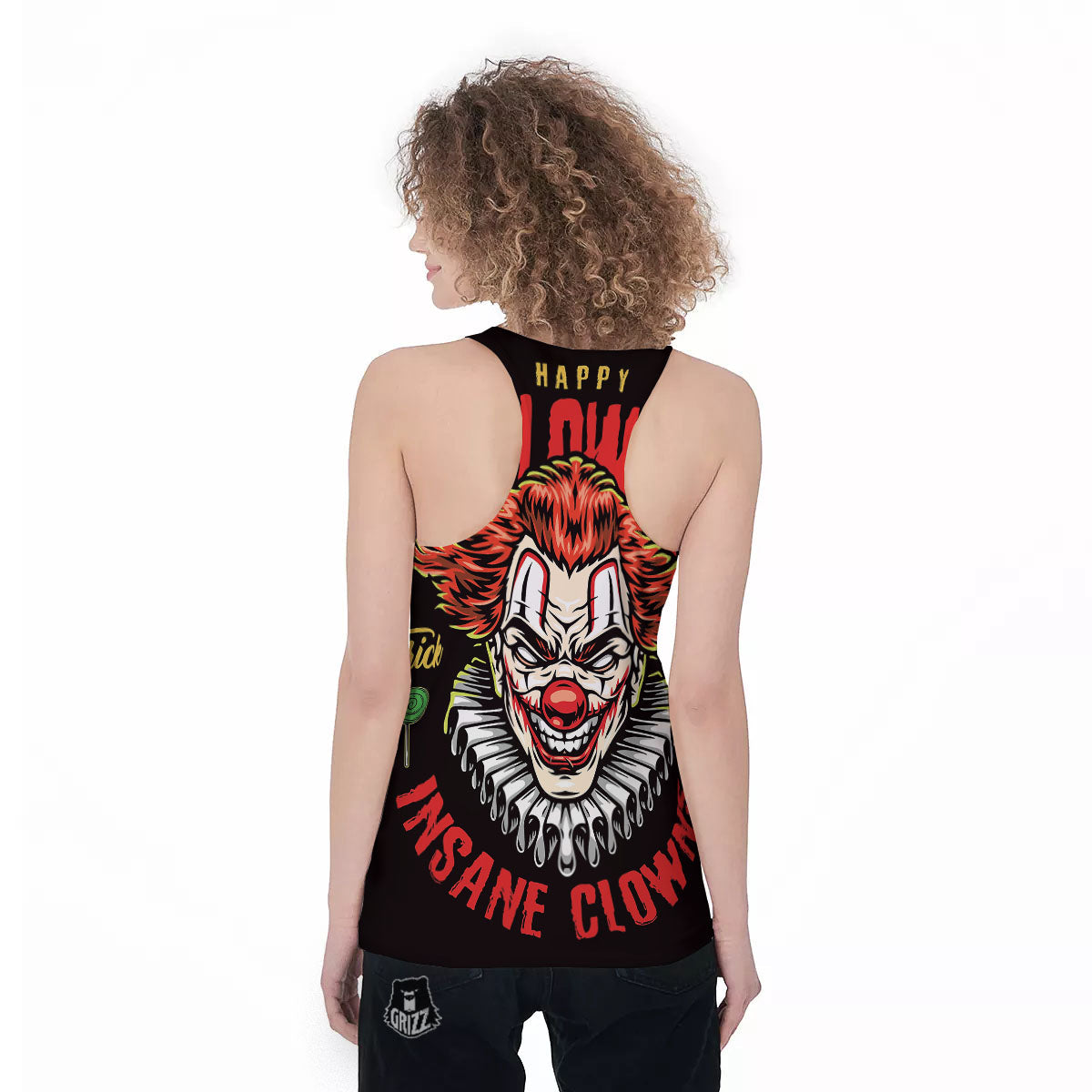Clown Halloween Print Women's Racerback Tank Top-grizzshop