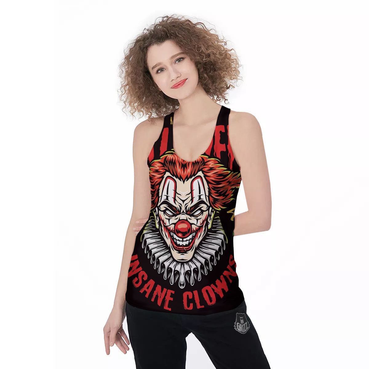 Clown Halloween Print Women's Racerback Tank Top-grizzshop