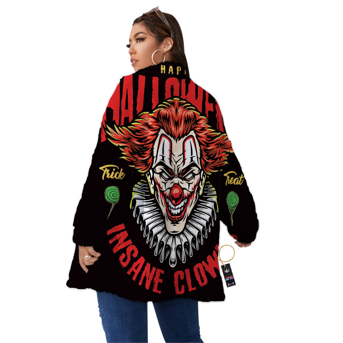 Clown Halloween Print Women's Sherpa Jacket-grizzshop
