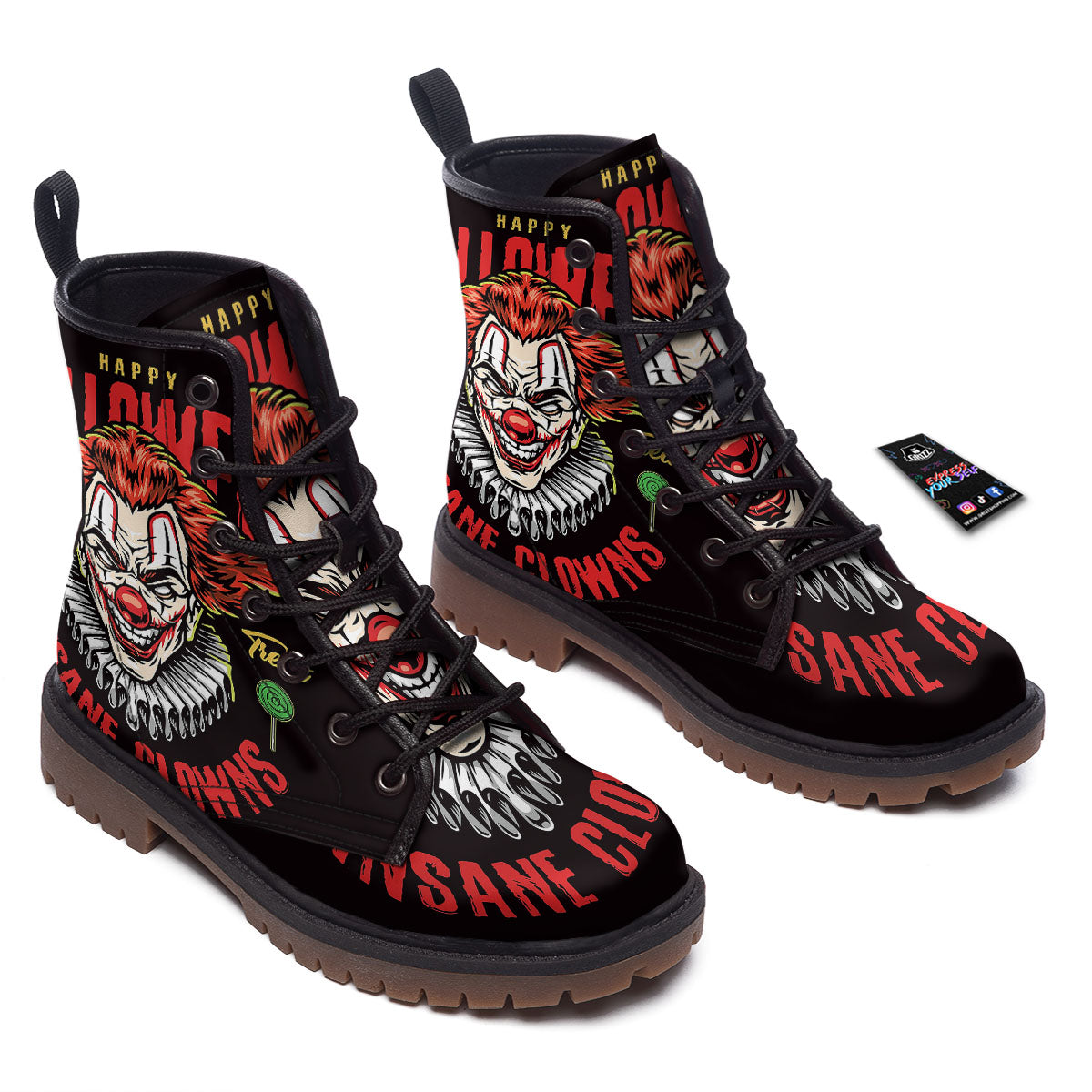 Clown Halloween Print Work Boots-grizzshop
