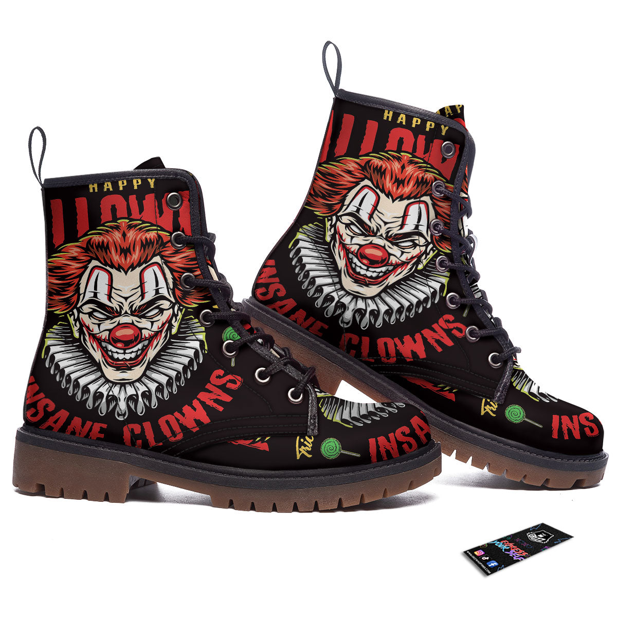Clown Halloween Print Work Boots-grizzshop