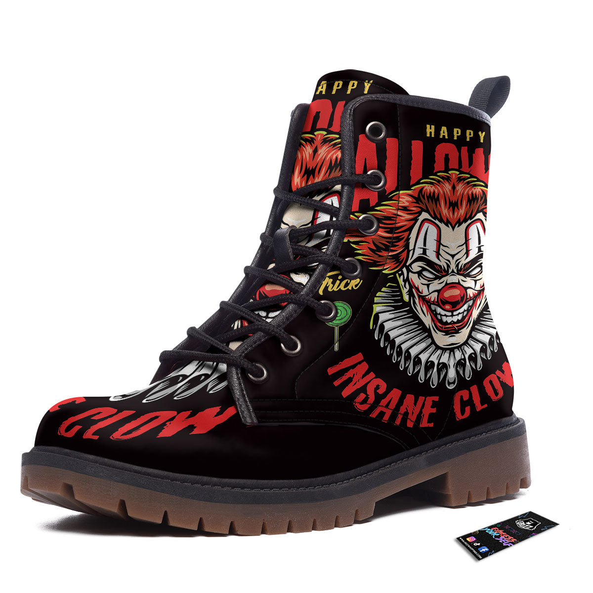 Clown Halloween Print Work Boots-grizzshop