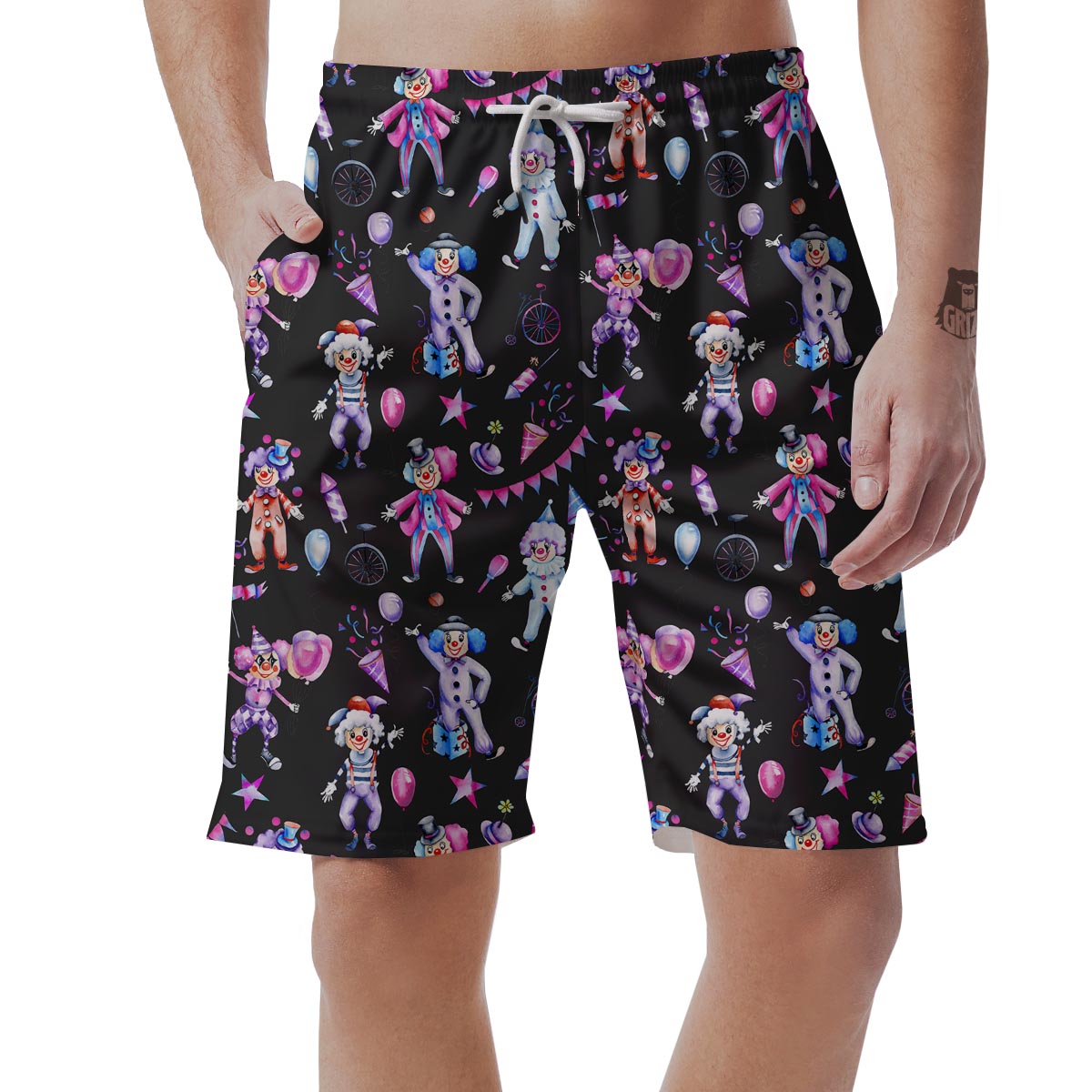 Clown Pattern Print Men's Shorts-grizzshop