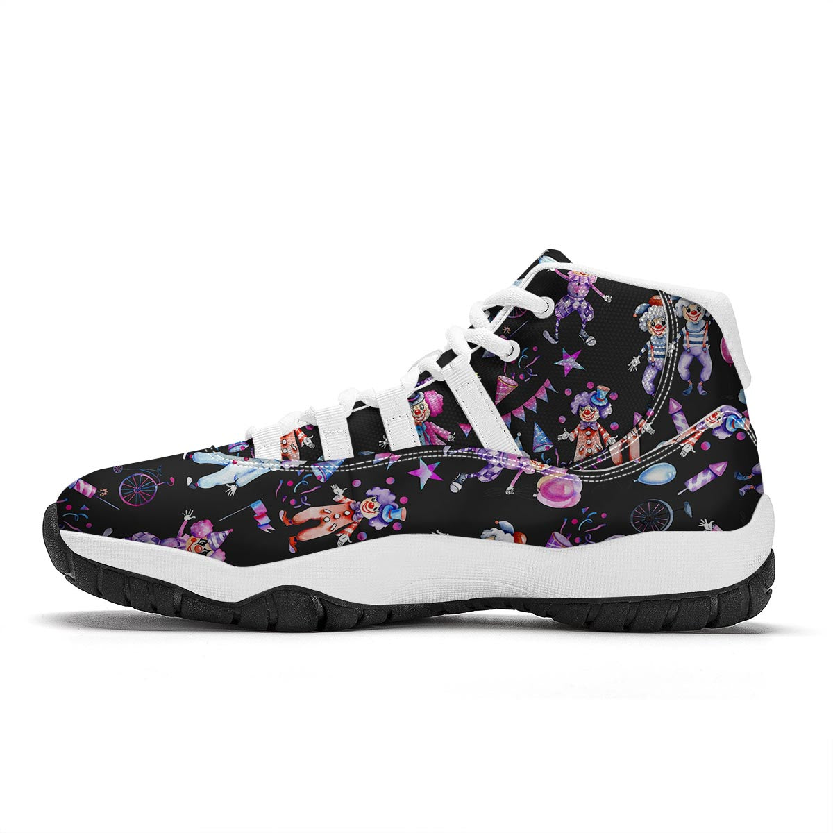 Clown Pattern Print White Bball Shoes-grizzshop