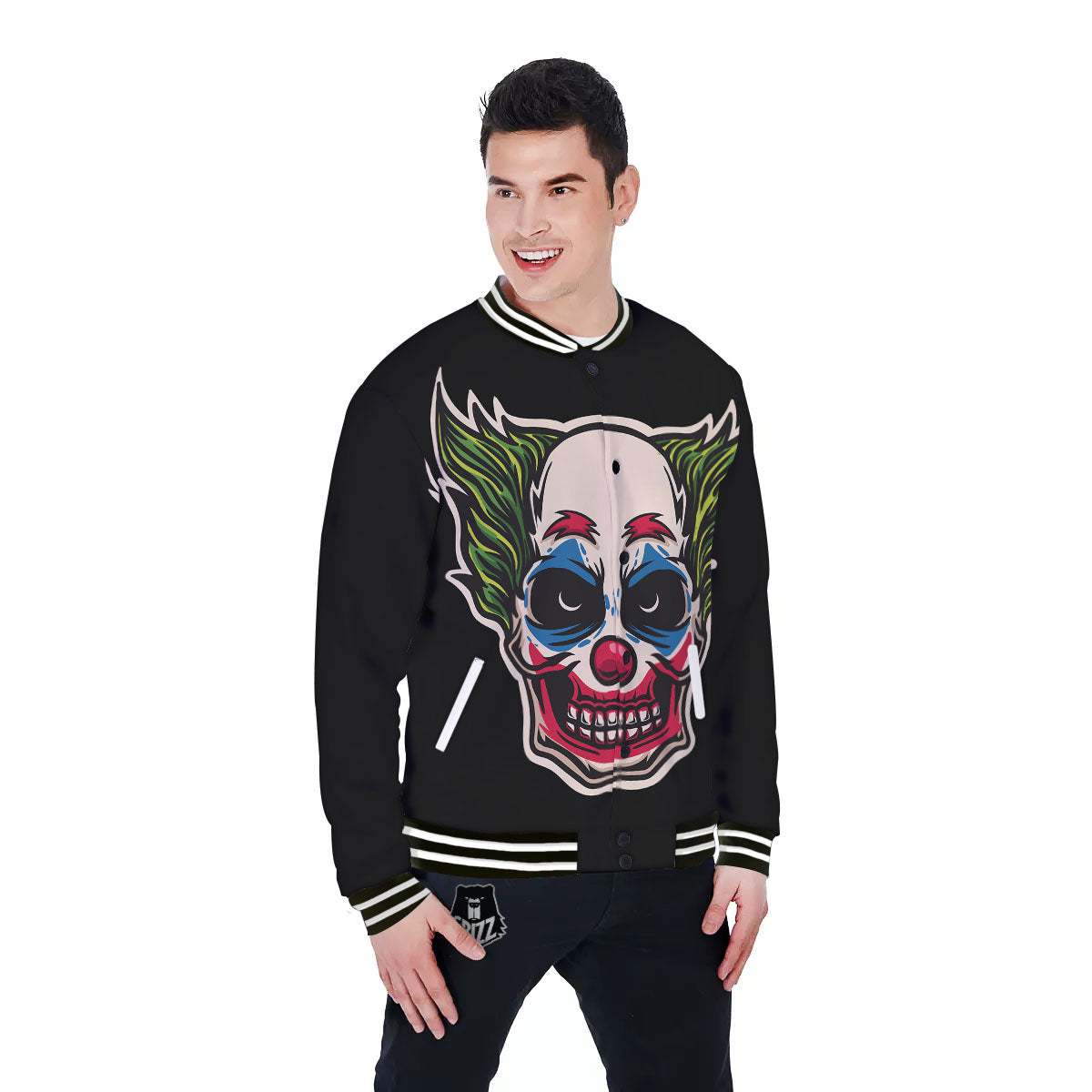 Clown Scary Cartoon Print Baseball Jacket-grizzshop