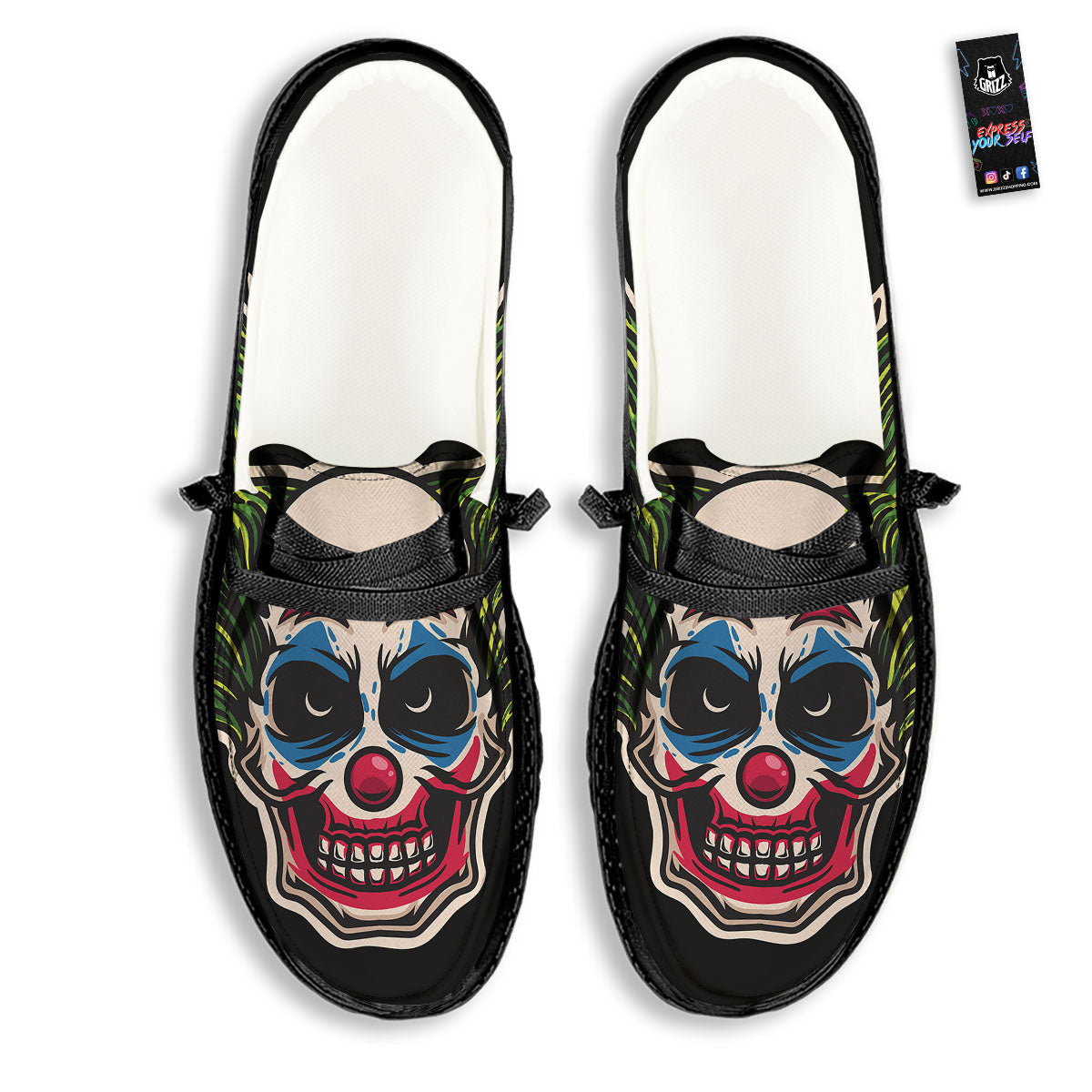 Clown Scary Cartoon Print Black Loafers-grizzshop