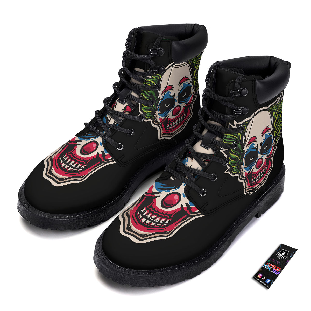 Clown Scary Cartoon Print Boots-grizzshop